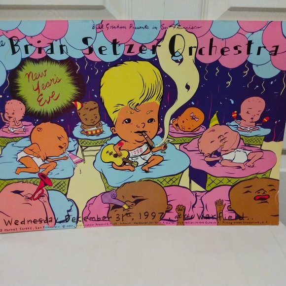 Other - Vintage 1997 Brian Setzer Orchestra Stray Cats BSO New Years Concert Poster 19"